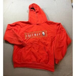 Dime Freeway Hoodie Orange Graphic Embroidered Made in‎ USA Pullover Mens L